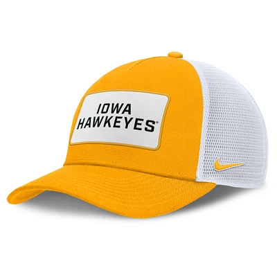 Men's Nike Gold/White Iowa Hawkeyes 2025 On-Field Rise Patch Trucker Adjustable Hat