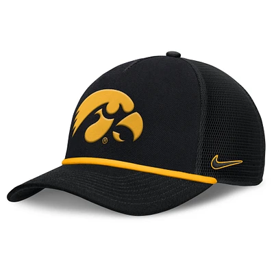 Men's Nike Black Iowa Hawkeyes Rise Primetime Trucker Adjustable Hat