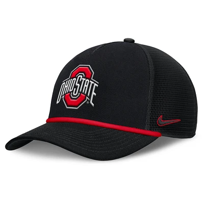 Men's Nike Black Ohio State Buckeyes Rise Primetime Trucker Adjustable Hat