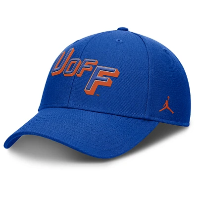 Men's Jordan Brand Royal Florida Gators Slanted Primetime Rise Performance Adjustable Hat