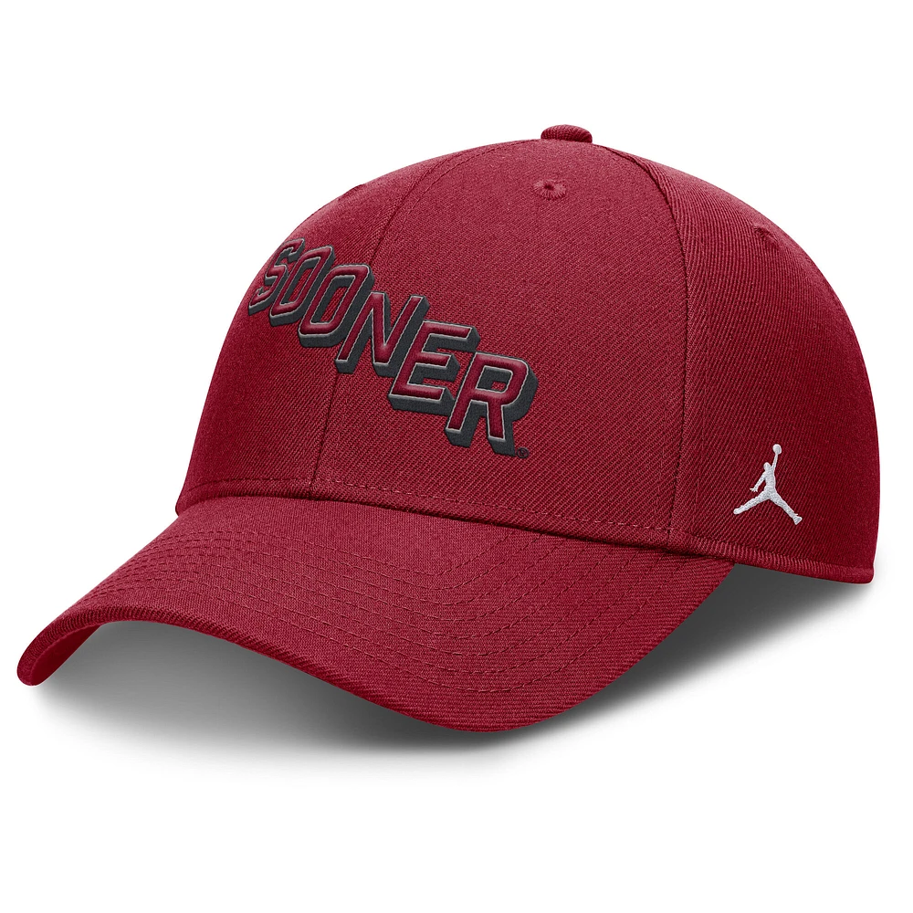 Men's Jordan Brand Crimson Oklahoma Sooners Slanted Primetime Rise Performance Adjustable Hat