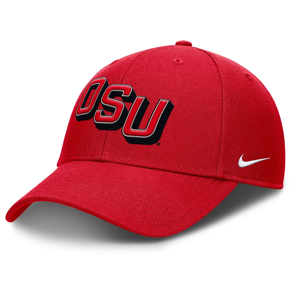 Men's Nike Scarlet Ohio State Buckeyes Slanted Primetime Rise Performance Adjustable Hat