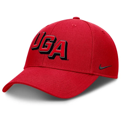 Men's Nike Red Georgia Bulldogs Slanted Primetime Rise Performance Adjustable Hat