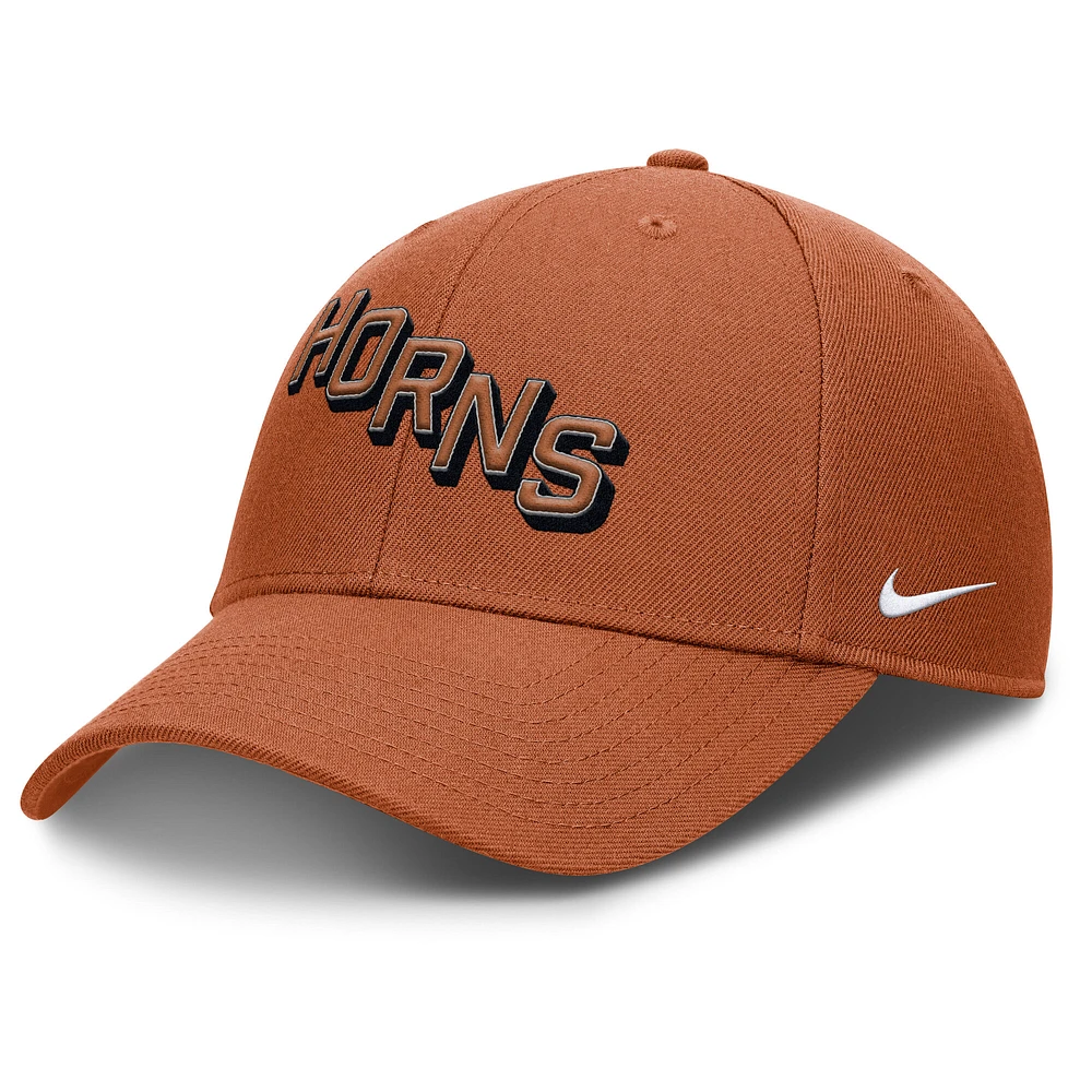 Men's Nike Texas Orange Texas Longhorns Slanted Primetime Rise Performance Adjustable Hat