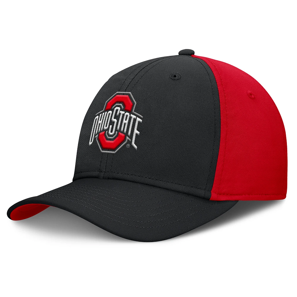 Men's Nike Black/Scarlet Ohio State Buckeyes 2025 Sideline Rise Local Performance Flex Hat
