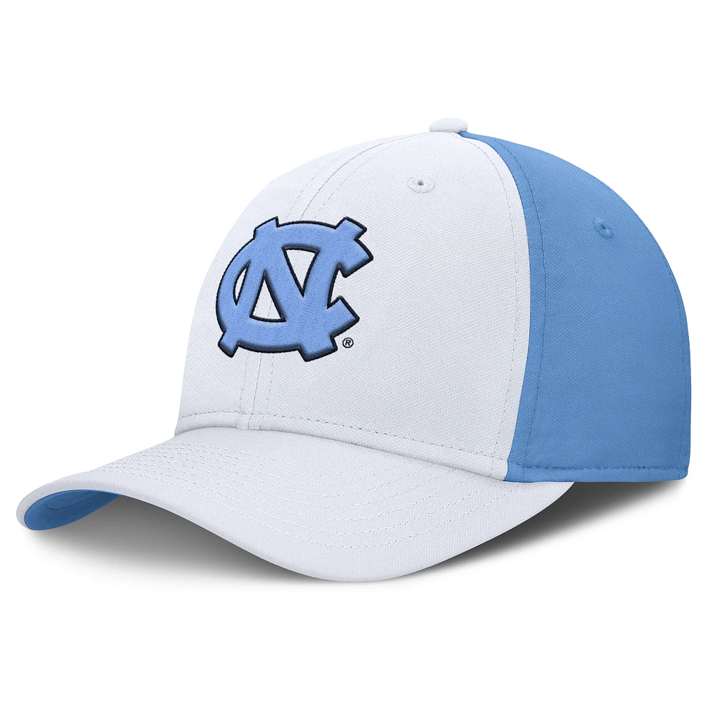 Men's Jordan Brand White/Carolina Blue North Carolina Tar Heels 2025 Sideline Rise Local Performance Flex Hat