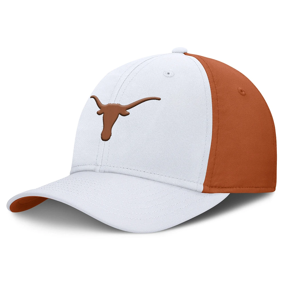 Men's Nike White/Texas Orange Texas Longhorns 2025 Sideline Rise Local Performance Flex Hat