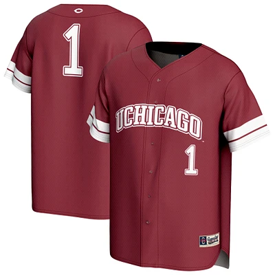 Unisex GameDay Greats #1 Maroon UChicago Maroons Lightweight Collegiate Baseball Fashion Jersey