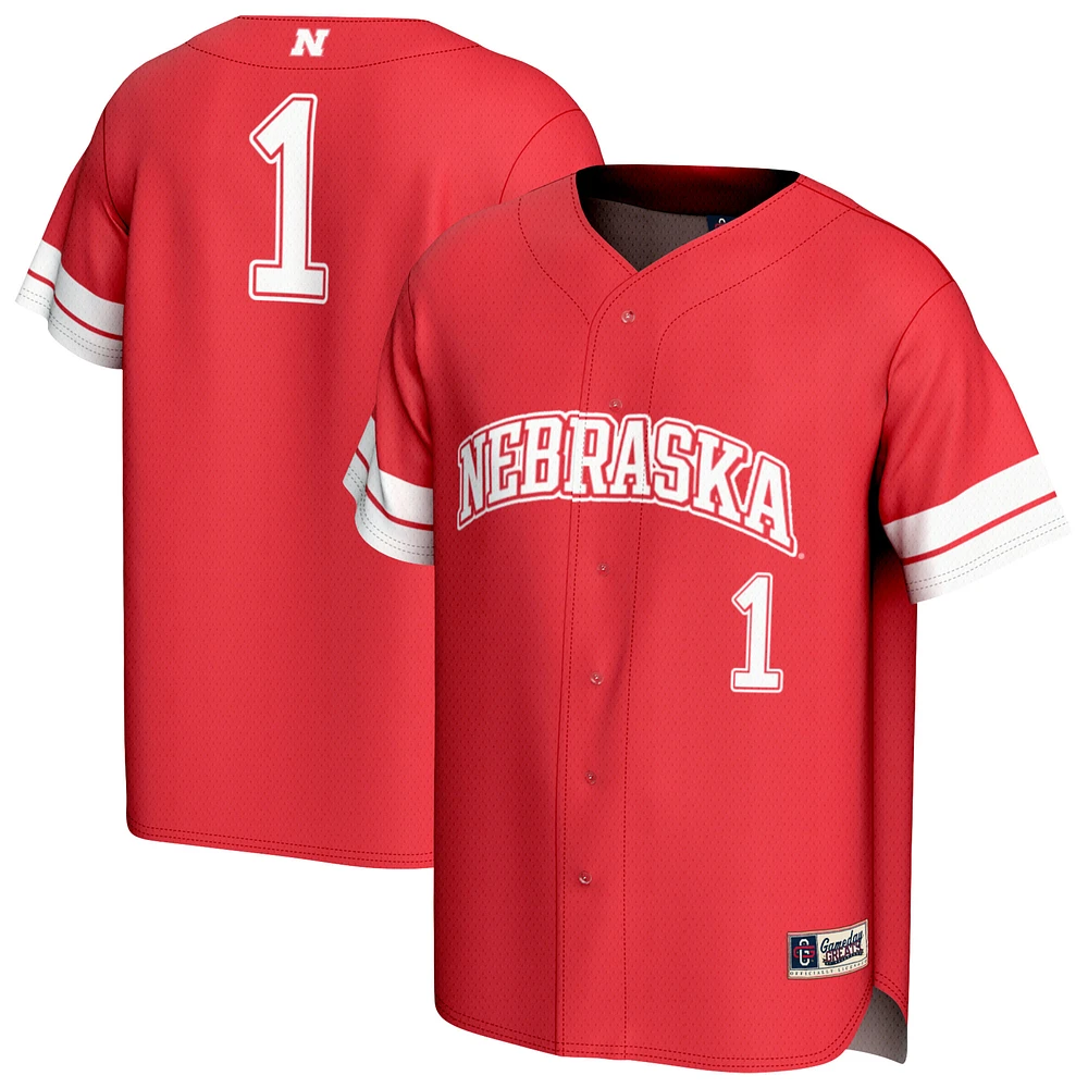 Unisex GameDay Greats #1 Scarlet Nebraska Huskers Lightweight Collegiate Baseball Fashion Jersey