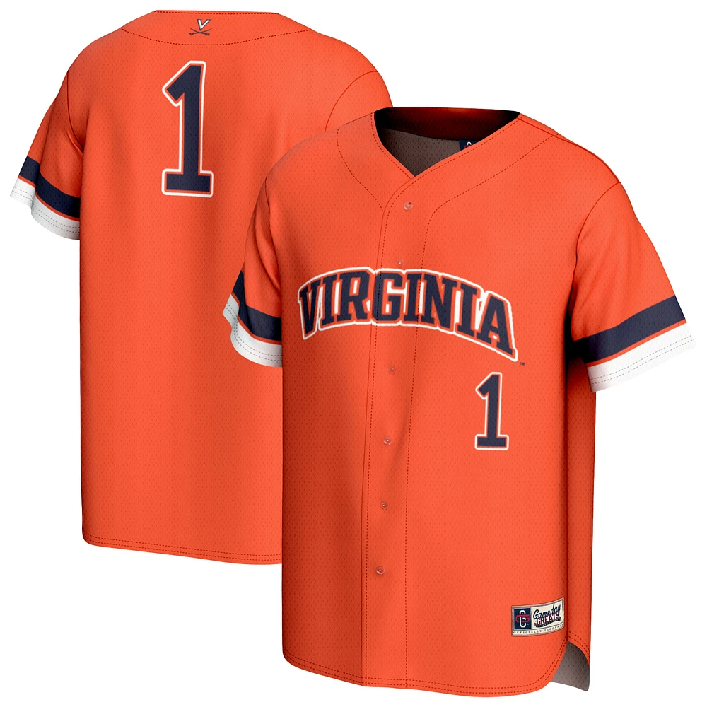 Unisex GameDay Greats #1 Orange Virginia Cavaliers Lightweight Collegiate Baseball Fashion Jersey