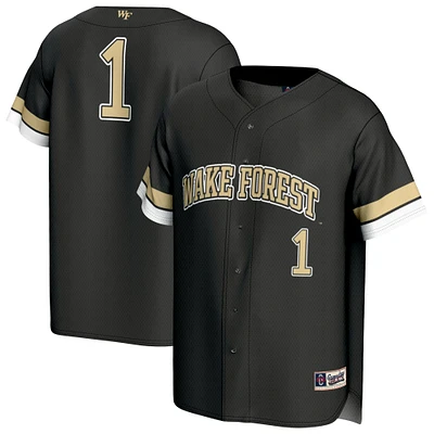 Youth GameDay Greats #1 Black Wake Forest Demon Deacons Lightweight Collegiate Baseball Fashion Jersey