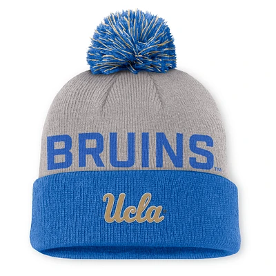 Men's Jordan Brand Gray/Blue UCLA Bruins Primetime Peak Cuffed Knit Hat with Pom