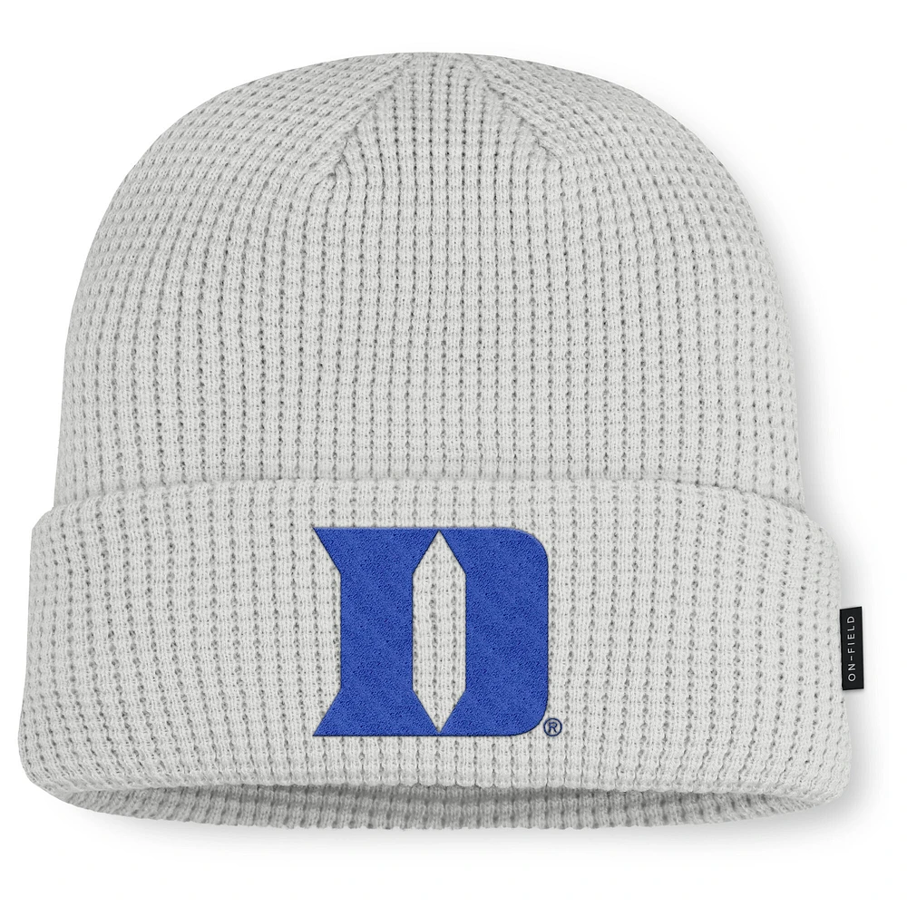 Men Nike Gray Duke Blue Devils 2025 On-Field Utility Cuffed Knit Hat