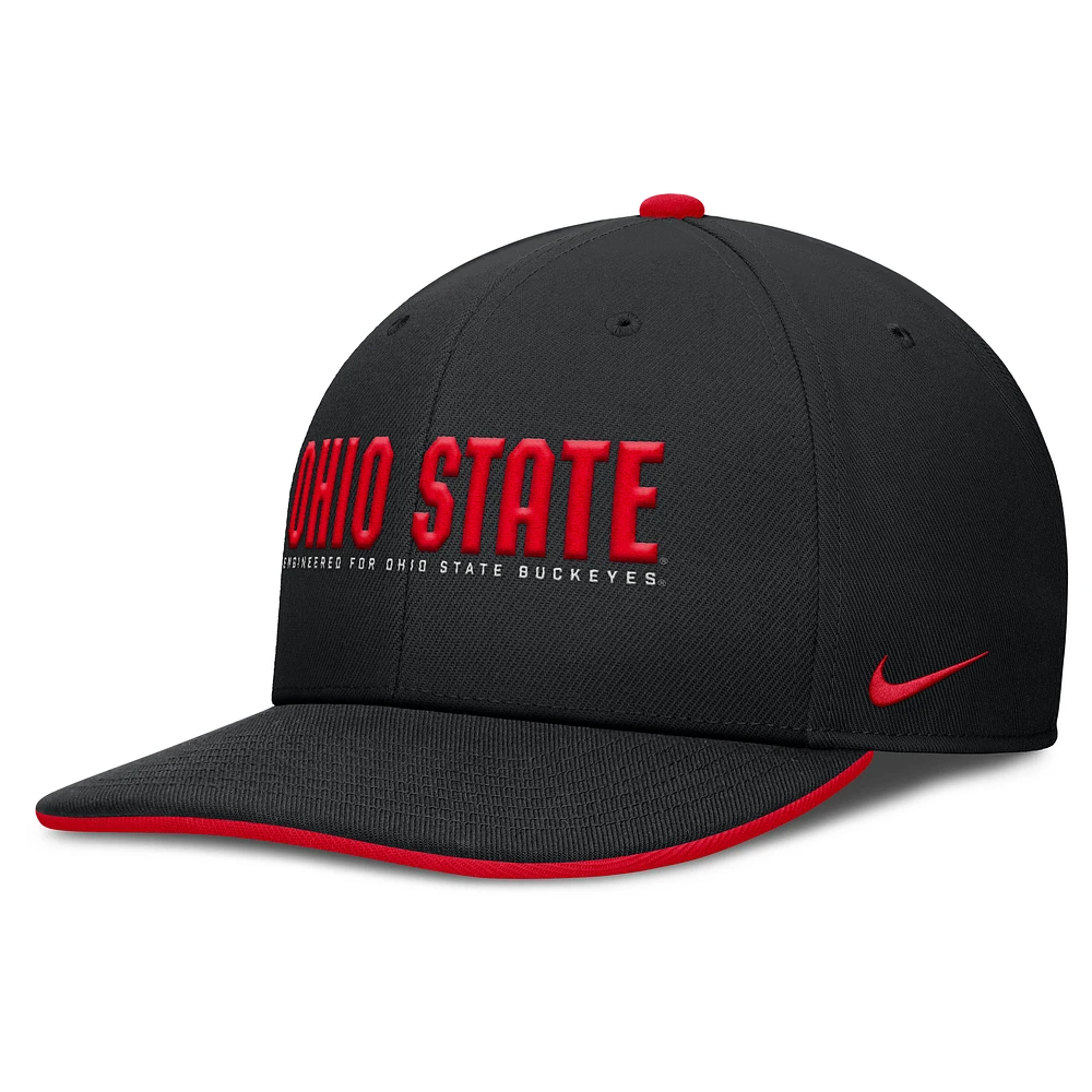 Men's Nike Black Ohio State Buckeyes 2025 On-Field Pro Performance Adjustable Hat