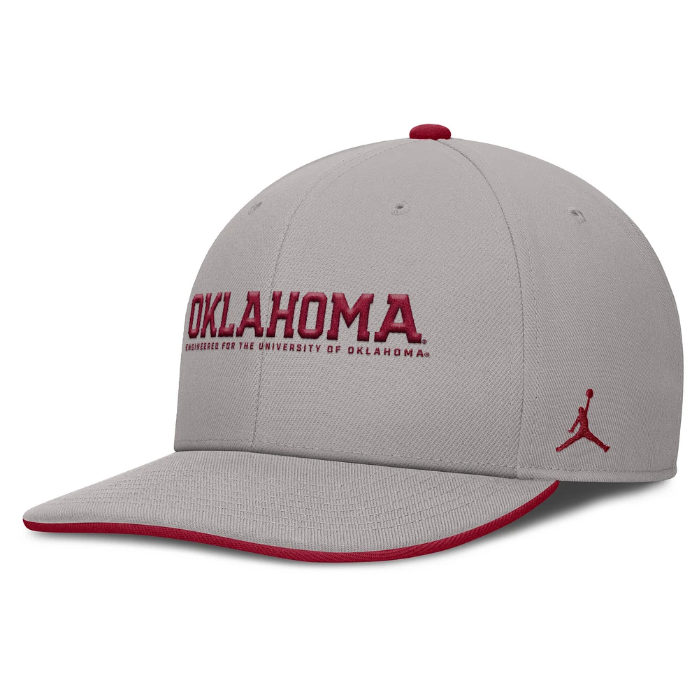 Men's Jordan Brand Gray Oklahoma Sooners 2025 On-Field Pro Performance Adjustable Hat
