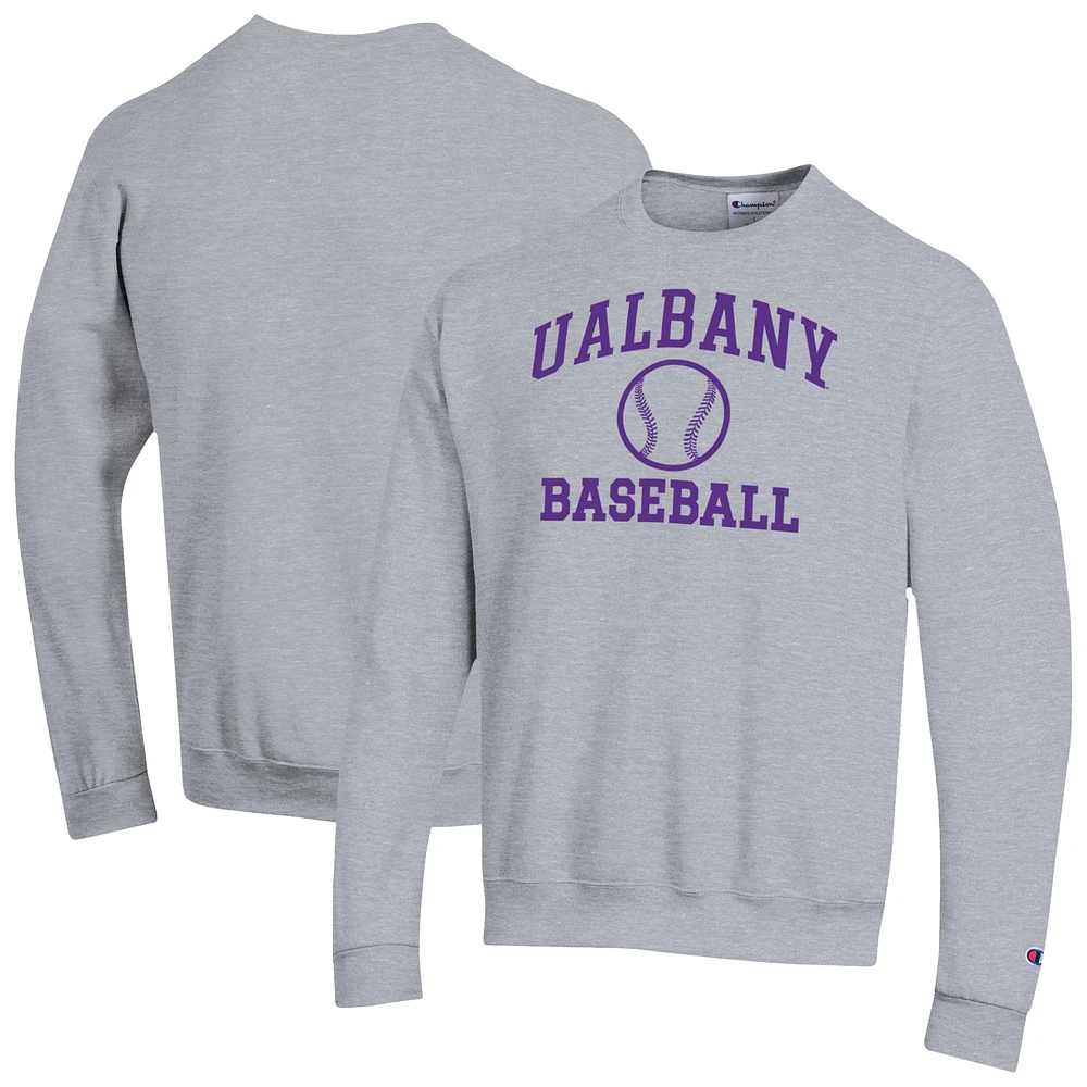Men's Champion UAlbany Great Danes Baseball Icon Powerblend Crewneck Sweatshirt