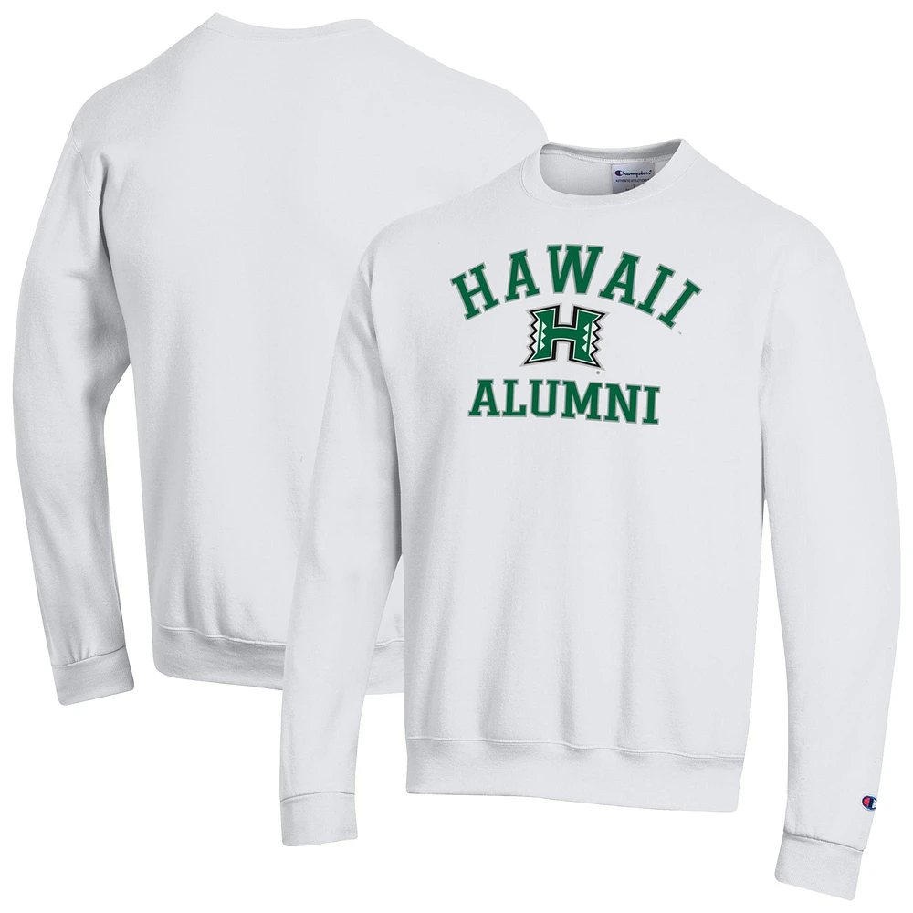 Men's Champion White Hawaii Rainbow Warriors Alumni Arched Pullover Sweatshirt