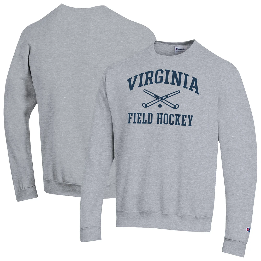 Men's Champion Heather Gray Virginia Cavaliers Icon Field Hockey Powerblend Pullover Sweatshirt