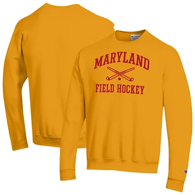 Men's Champion Gold Maryland Terrapins Icon Field Hockey Powerblend Pullover Sweatshirt