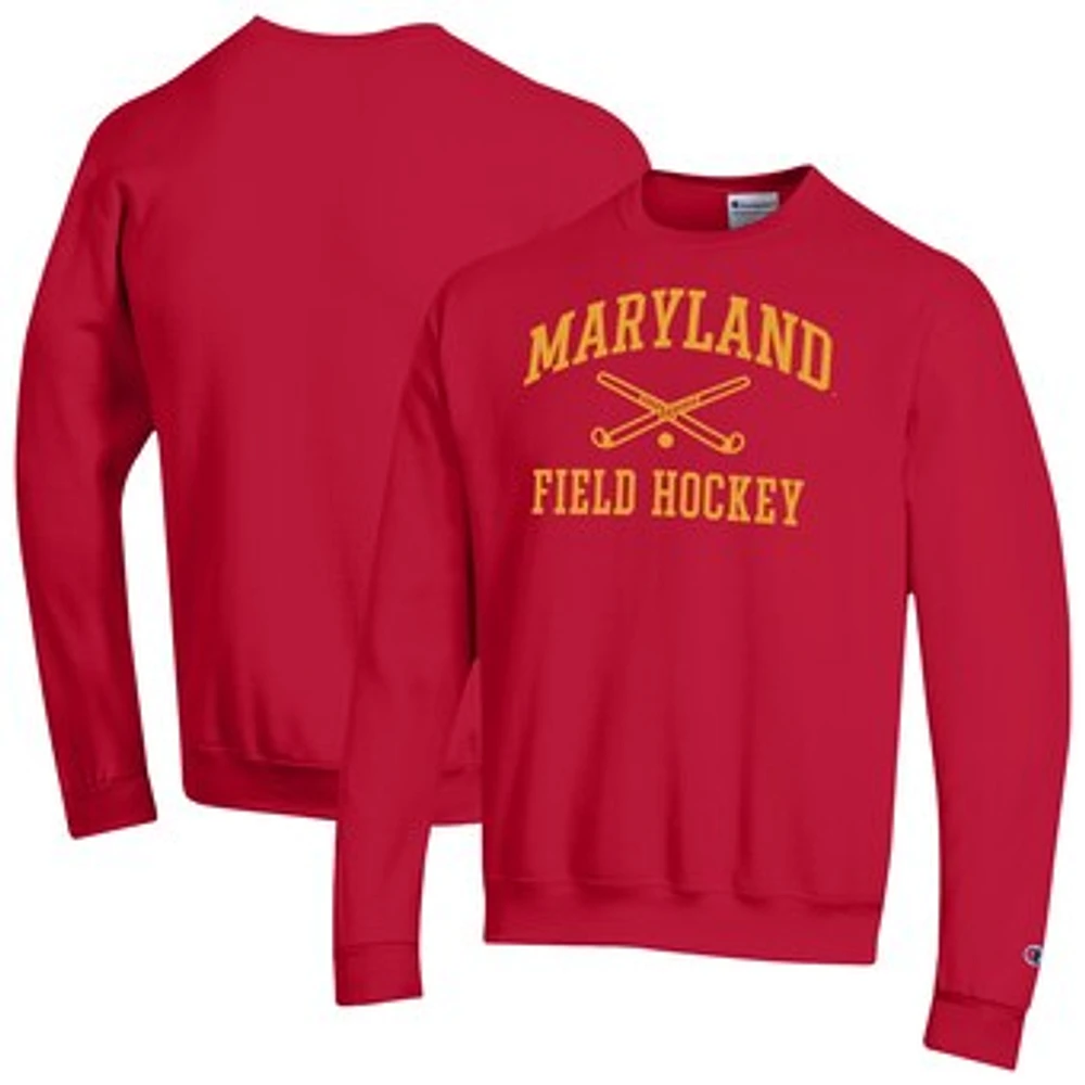 Men's Champion Red Maryland Terrapins Icon Field Hockey Powerblend Pullover Sweatshirt