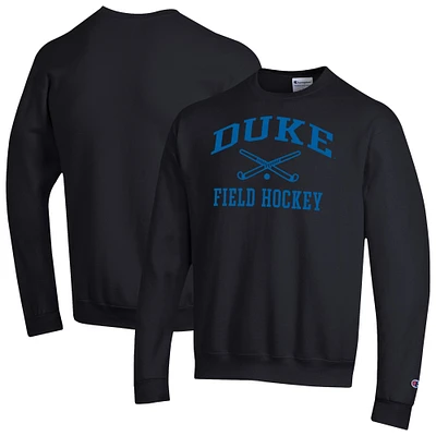Men's Champion Black Duke Blue Devils Icon Field Hockey Powerblend Pullover Sweatshirt