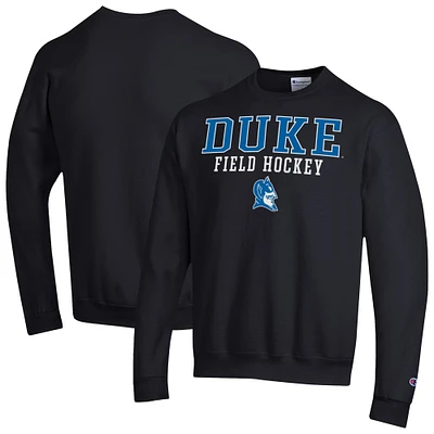 Men's Champion Black Duke Blue Devils Field Hockey Stack Powerblend Pullover Sweatshirt
