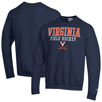 Men's Champion Navy Virginia Cavaliers Field Hockey Stack Powerblend Pullover Sweatshirt
