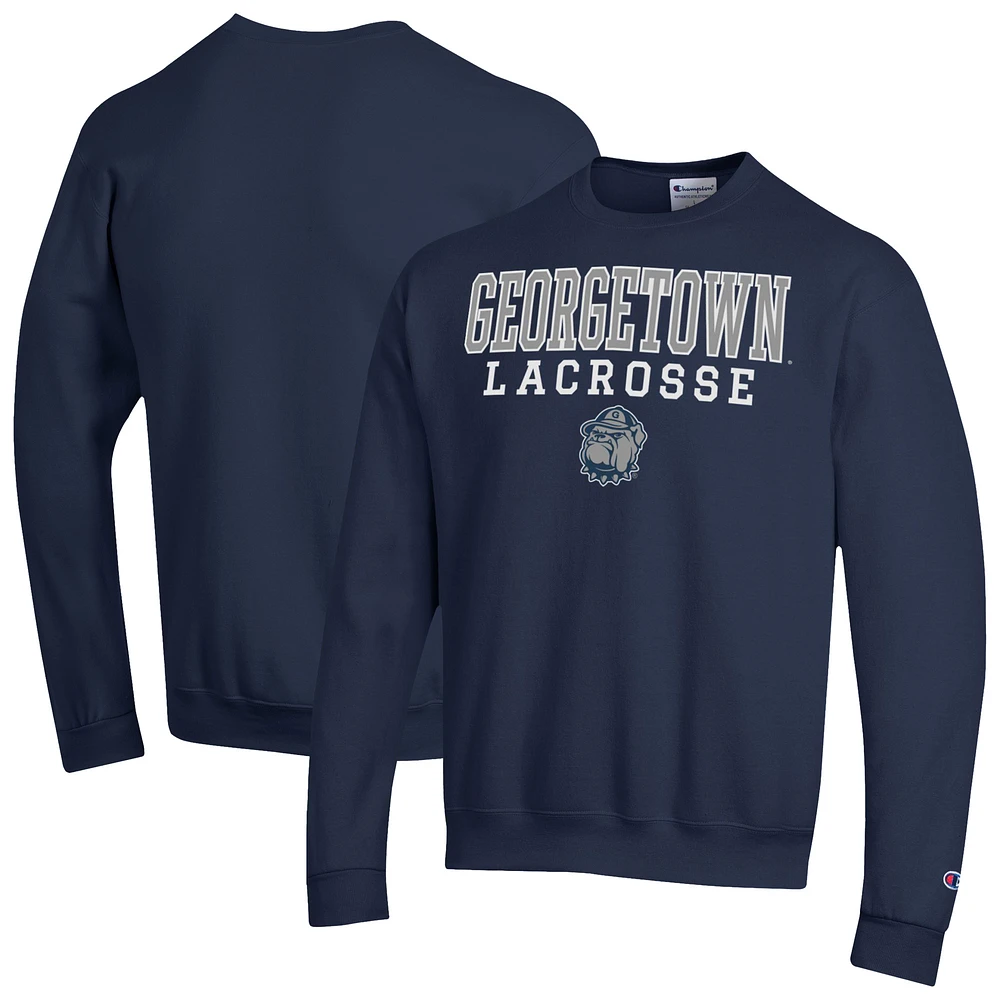 Men's Champion Navy Georgetown Hoyas Powerblend Pullover Crewneck Sweatshirt