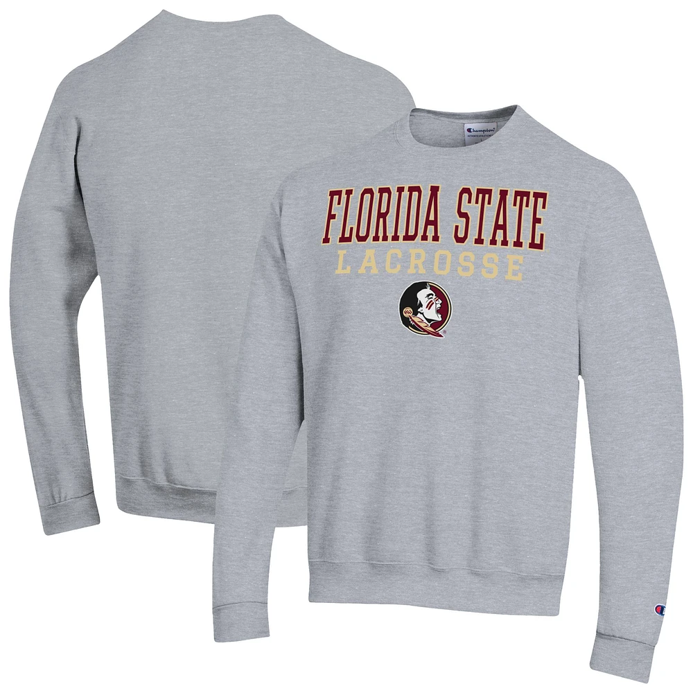 Men's Champion Gray Florida State Seminoles Powerblend Pullover Crewneck Sweatshirt