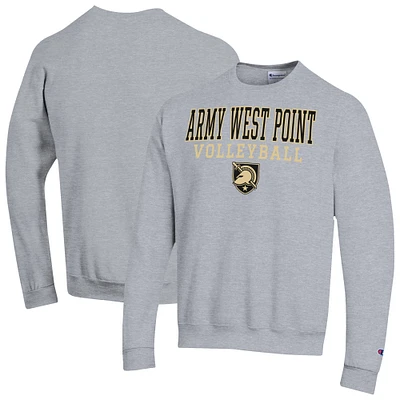 Men's Champion Heather Gray Army Black Knights Volleyball Stack Powerblend Pullover Sweatshirt