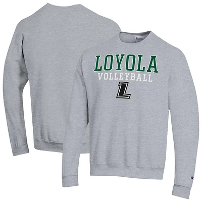 Men's Champion Heather Gray Loyola Greyhounds Volleyball Stack Powerblend Pullover Sweatshirt