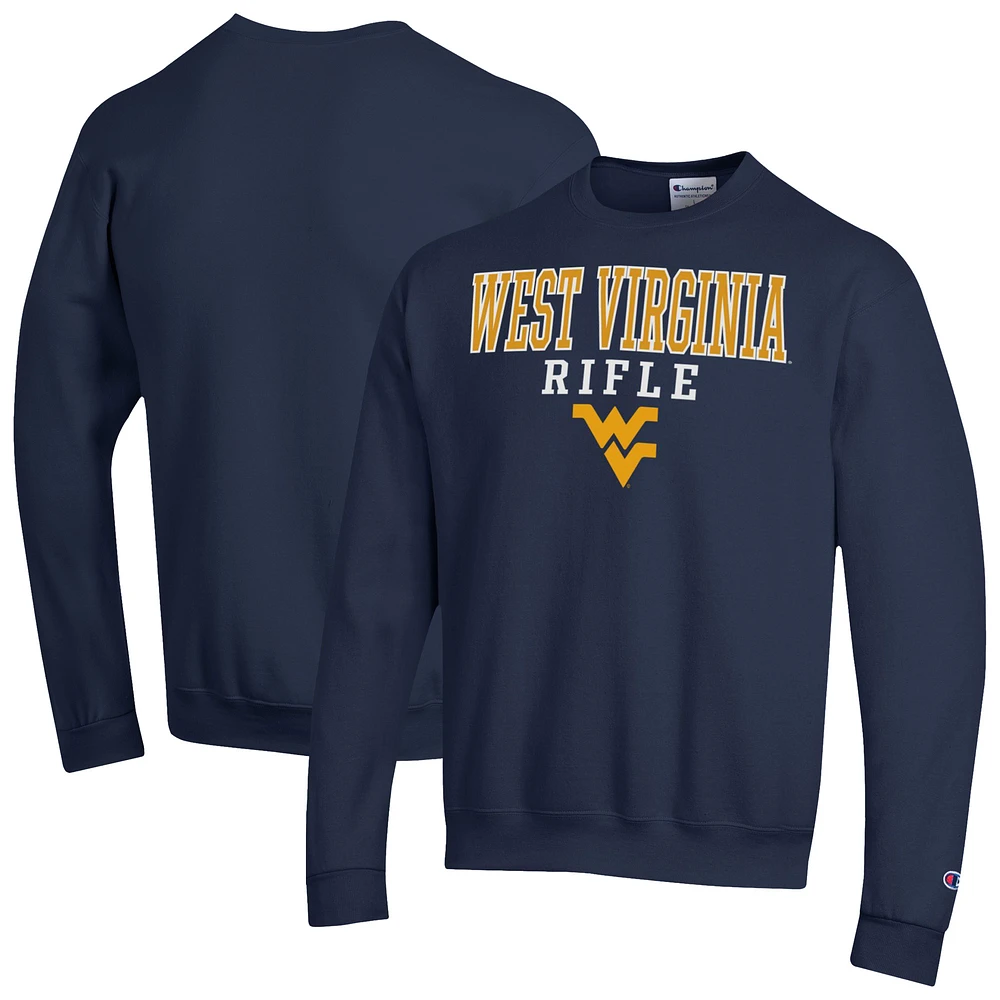 Men's Champion Navy West Virginia Mountaineers Powerblend Crewneck Pullover Sweatshirt
