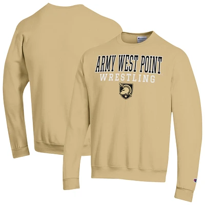 Men's Champion Gold Army Black Knights Wrestling Stack Powerblend Pullover Sweatshirt