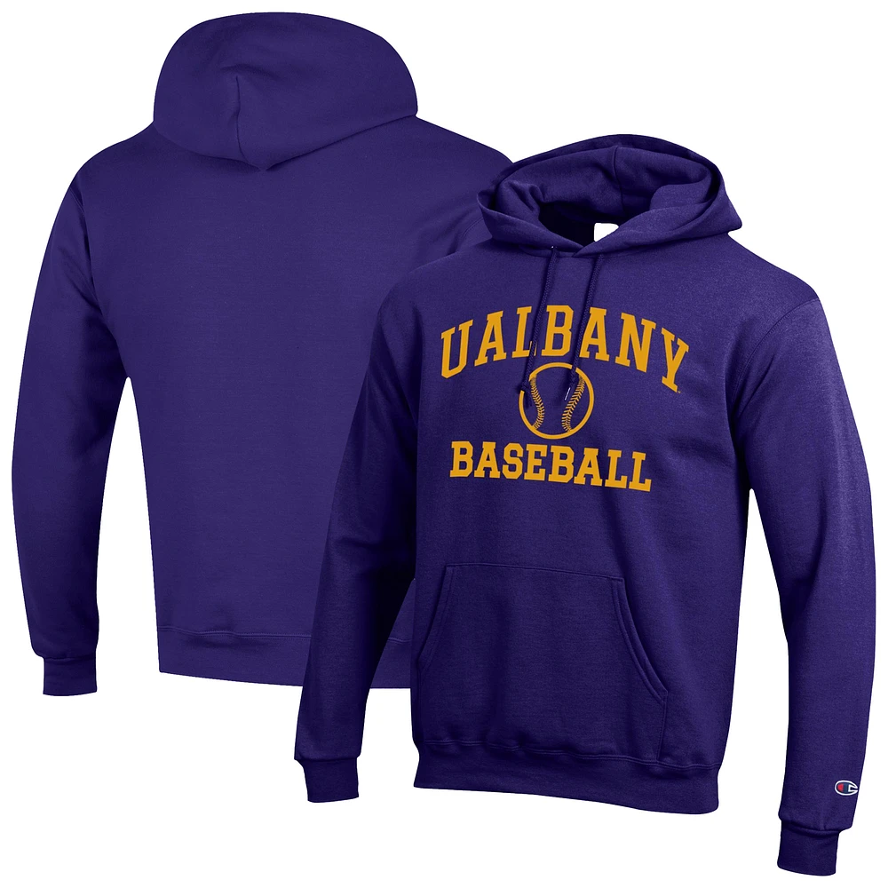 Men's Champion UAlbany Great Danes Icon Baseball Powerblend Pullover Hoodie