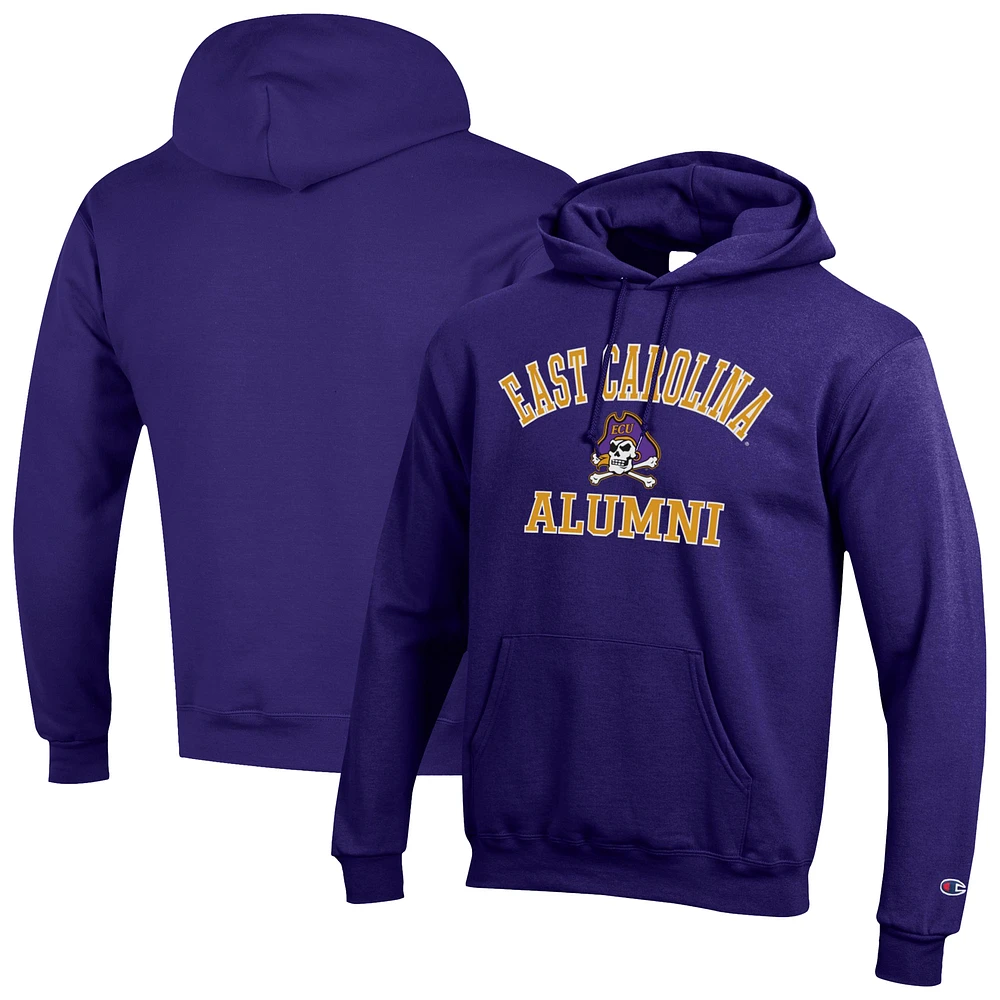 Men's Champion Purple ECU Pirates Alumni Arch Pullover Hoodie