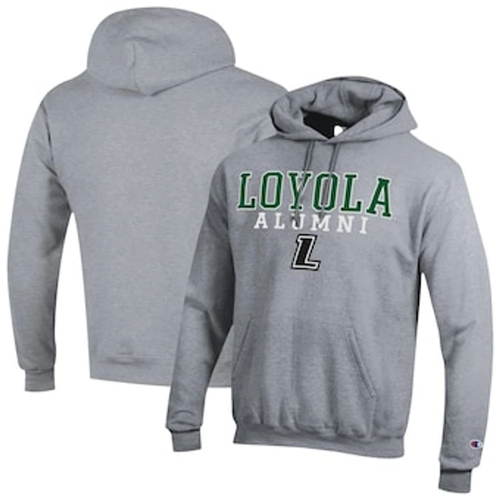 Men's Champion Gray Loyola Greyhounds Alumni Stacked Pullover Hoodie