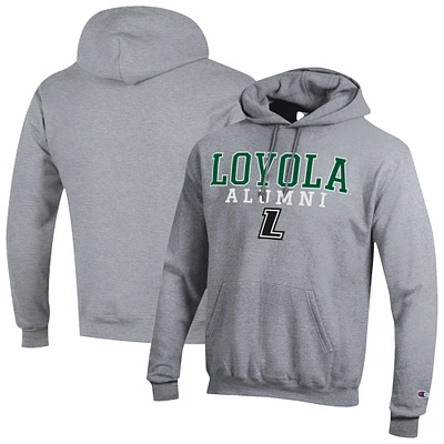 Men's Champion Gray Loyola Greyhounds Alumni Stacked Pullover Hoodie