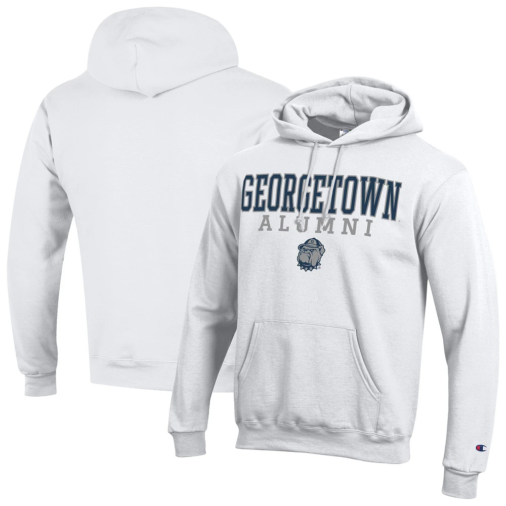 Men's Champion White Georgetown Hoyas Alumni Stacked Pullover Hoodie