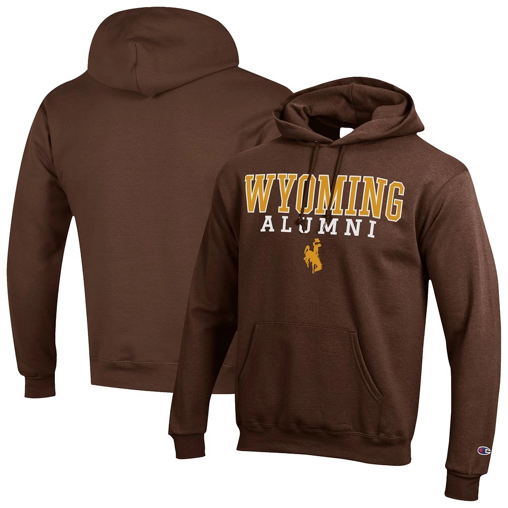 Men's Champion Brown Wyoming Cowboys Alumni Stacked Pullover Hoodie