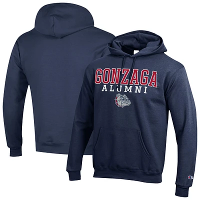 Men's Champion Navy Gonzaga Bulldogs Alumni Stacked Pullover Hoodie
