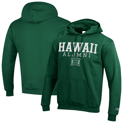 Men's Champion Hawaii Rainbow Warriors Alumni Stacked Pullover Hoodie