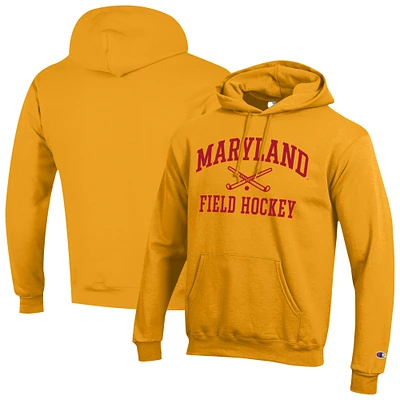 Men's Champion Gold Maryland Terrapins Icon Field Hockey Powerblend Pullover Hoodie