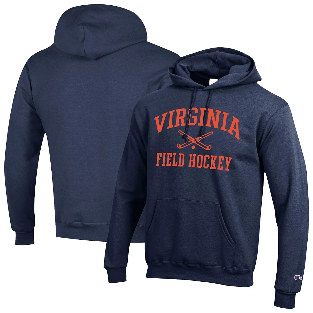 Men's Champion Navy Virginia Cavaliers Icon Field Hockey Powerblend Pullover Hoodie