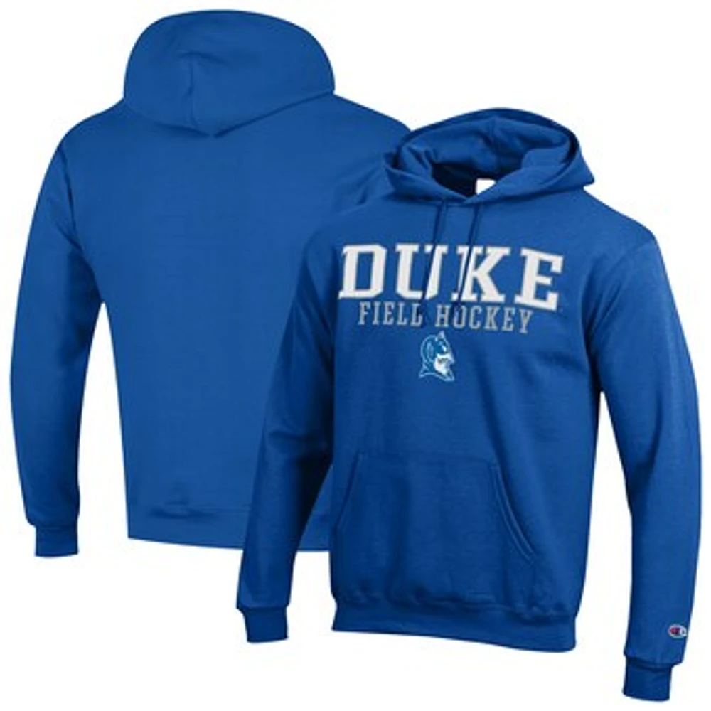 Men's Champion Royal Duke Blue Devils Stack Field Hockey Powerblend Pullover Hoodie
