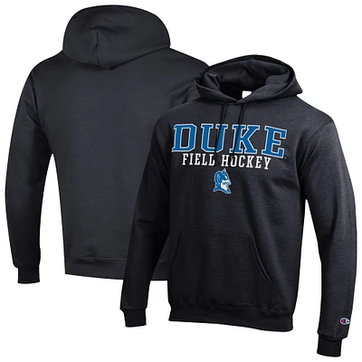 Men's Champion Duke Blue Devils Stack Field Hockey Powerblend Pullover Hoodie
