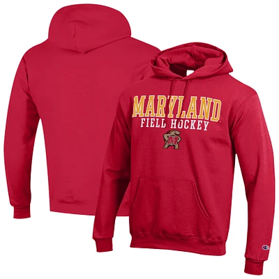 Men's Champion Maryland Terrapins Stack Field Hockey Powerblend Pullover Hoodie
