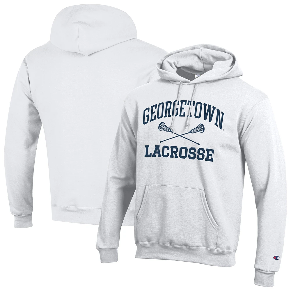 Men's Champion Georgetown Hoyas Lacrosse Icon Powerblend Pullover Hoodie