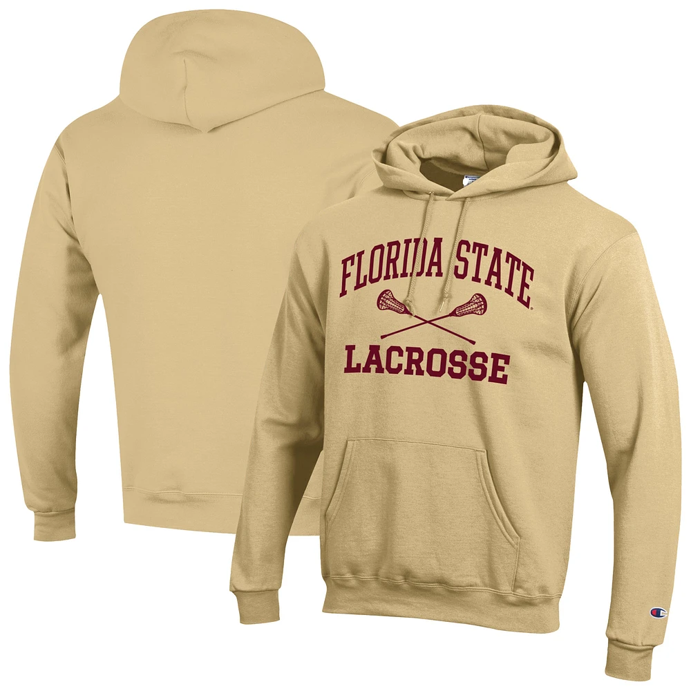 Men's Champion Gold Florida State Seminoles Lacrosse Icon Powerblend Pullover Hoodie