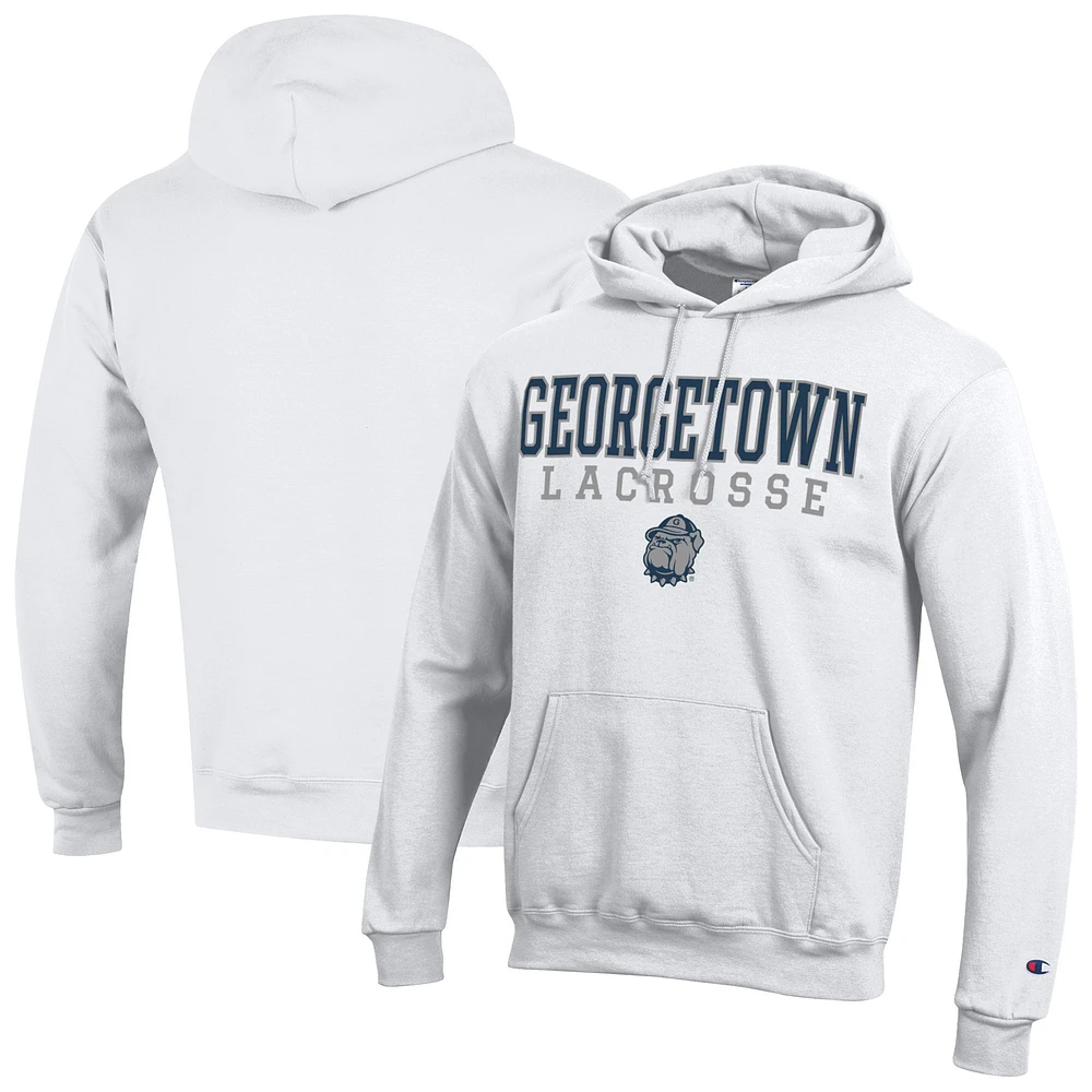 Men's Champion Georgetown Hoyas Lacrosse Stack Powerblend Pullover Hoodie