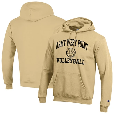 Men's Champion Gold Army Black Knights Volleyball Icon Powerblend Pullover Hoodie